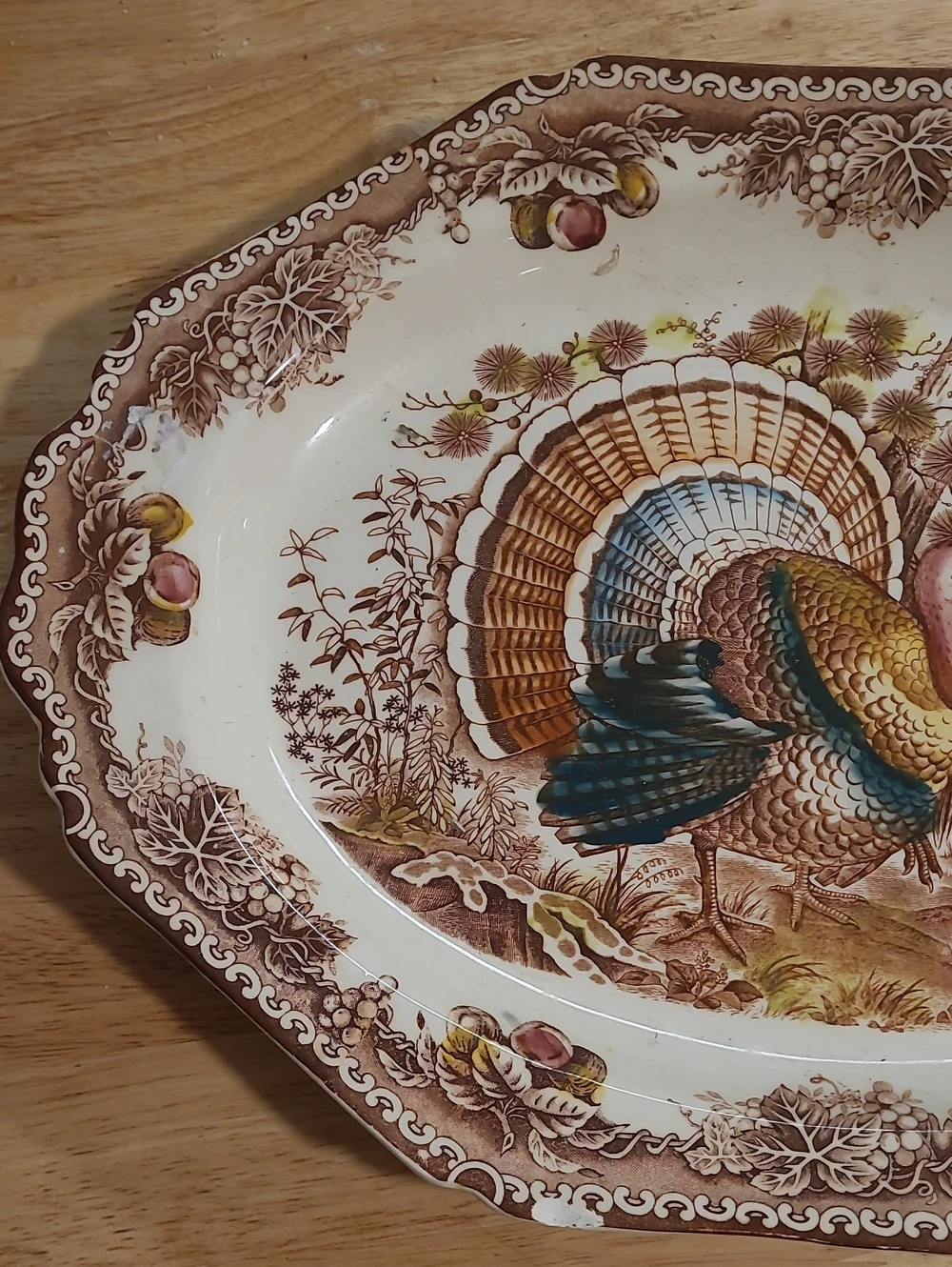 Decorative Turkey Ceramic Serving Platter - Brown & Multicolor